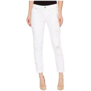 DL1961 Women's White Riley Mania Boyfriend Distressed Jeans Crop